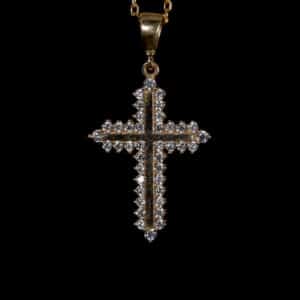 Dije Cruz con Gemas ORO10kt